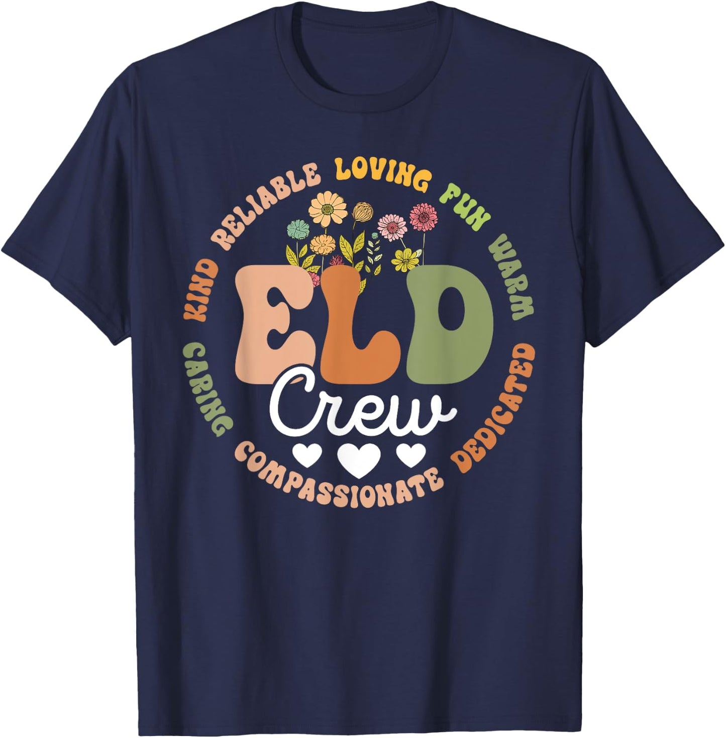 Groovy Tie Dye Eld Crew English Language Development Teacher T-Shirt - T-Shirt | Navy