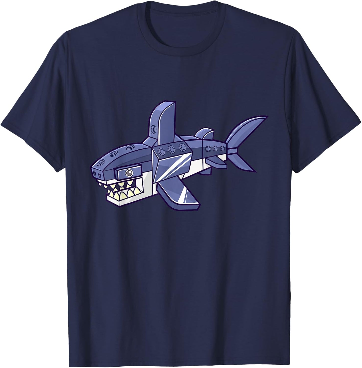 Shark Master Builder Building Blocks Boys Kids T-Shirt - T-Shirt | Navy