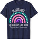 Rainbow September Teal Pink Thyroid Cancer Awareness Ribbon T-Shirt - T-Shirt | Navy