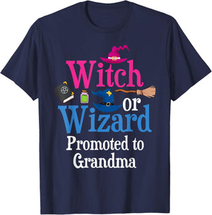Witch Or Wizard Promoted To GRANDMA Loves You Gender Reveal T-Shirt - T-Shirt | Navy