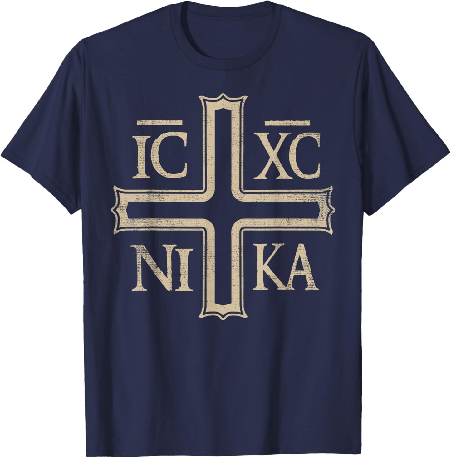 IC XC NIKA Cross Christogram Orthodox Christian T-Shirt - T-Shirt | Navy
