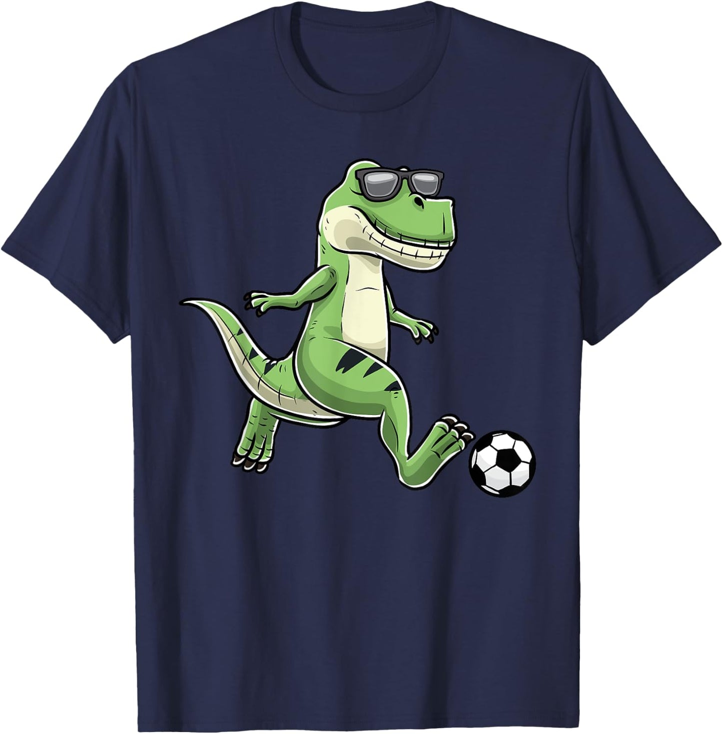 T-Rex Playing Soccer Dinosaur Soccer Player T-Shirt - T-Shirt | Navy