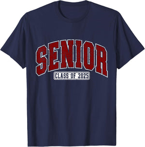 Senior Class of 2025 High School College Grad Retro Maroon T-Shirt - T-Shirt | Navy