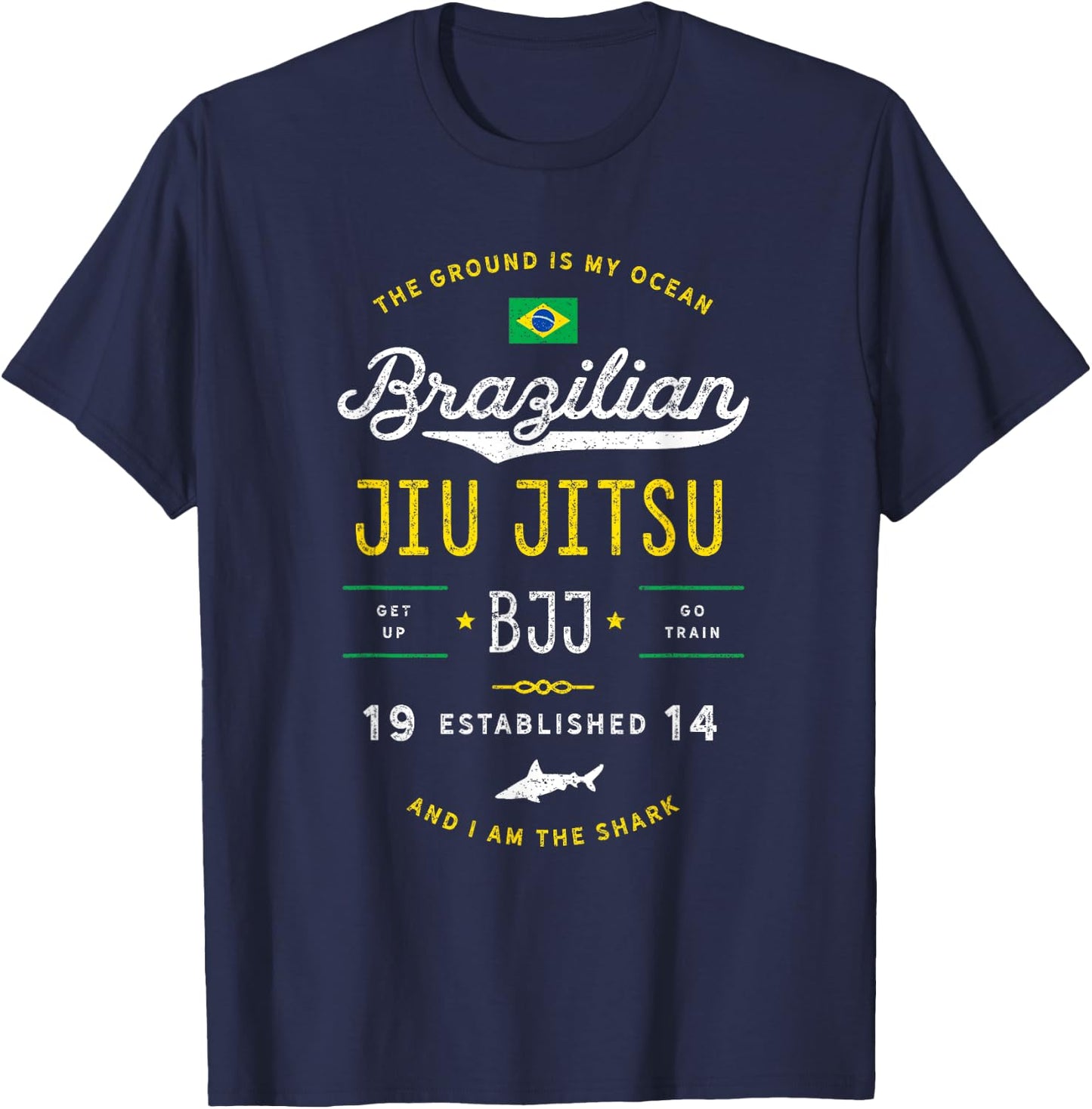 Ocean Shark Jiu Jitsu Shirt for BJJ, Jujitsu Gift T-Shirt - T-Shirt | Navy