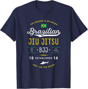Ocean Shark Jiu Jitsu Shirt for BJJ, Jujitsu Gift T-Shirt - T-Shirt | Navy