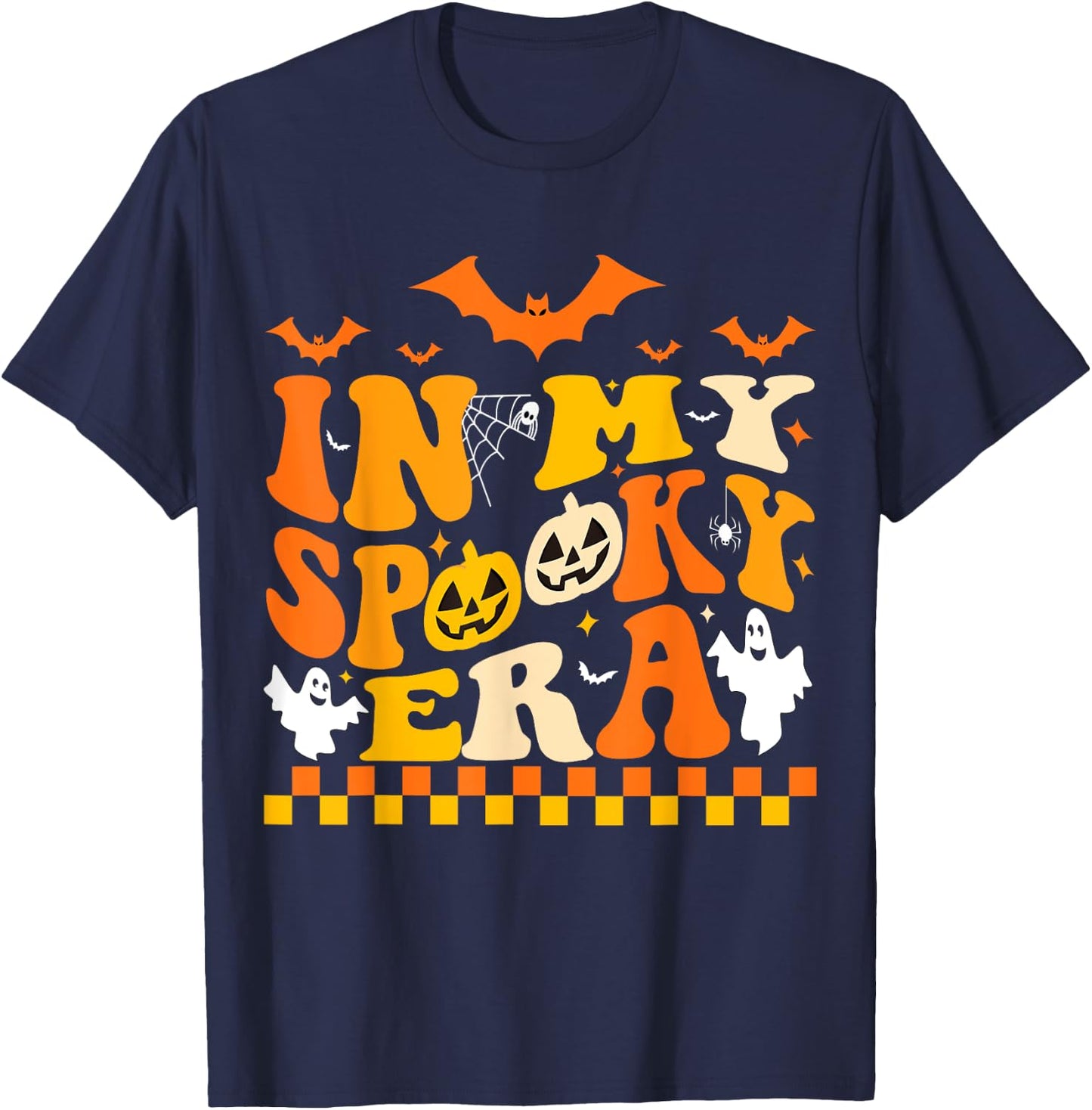 In My Spooky Era Halloween Ghost Groovy Hippie Halloween T-Shirt - T-Shirt | Navy