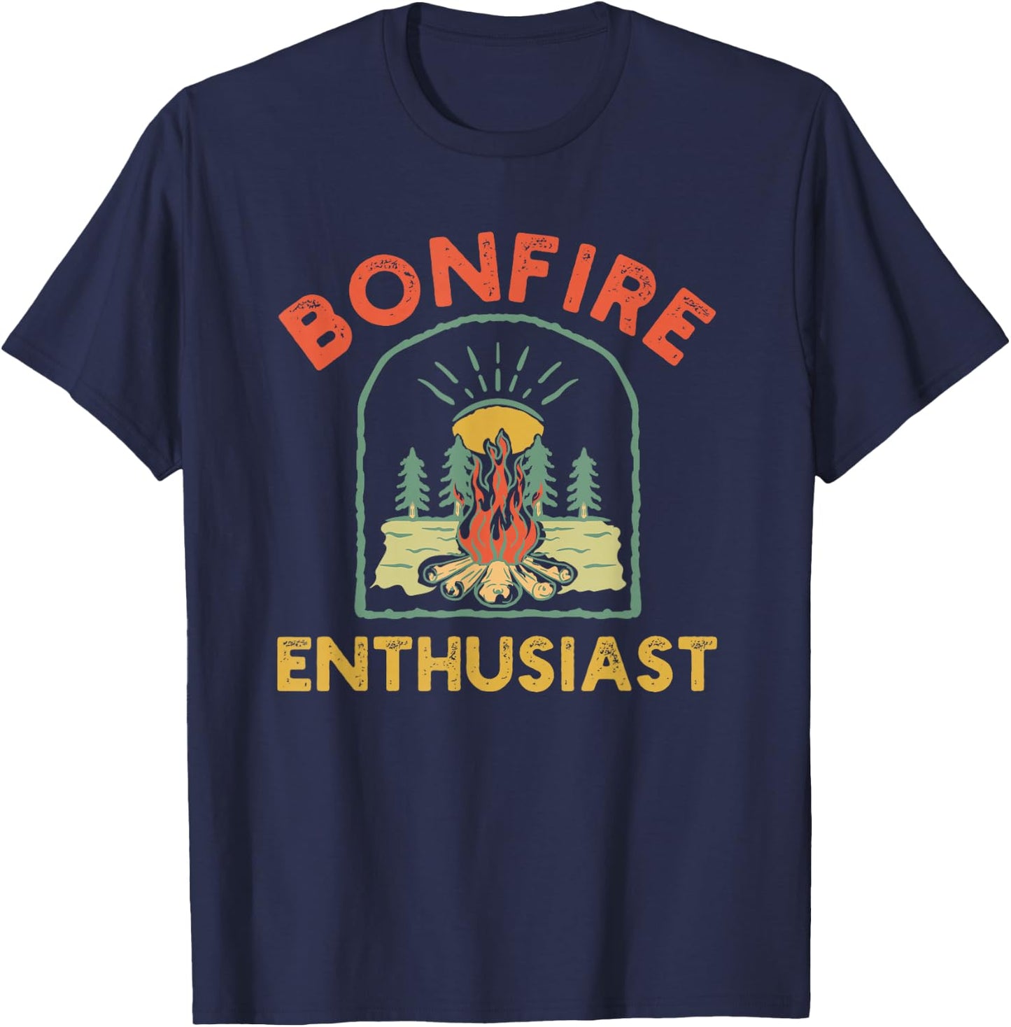 Retro Bonfire Enthusiast Campfire Funny Camping humor T-Shirt - T-Shirt | Navy