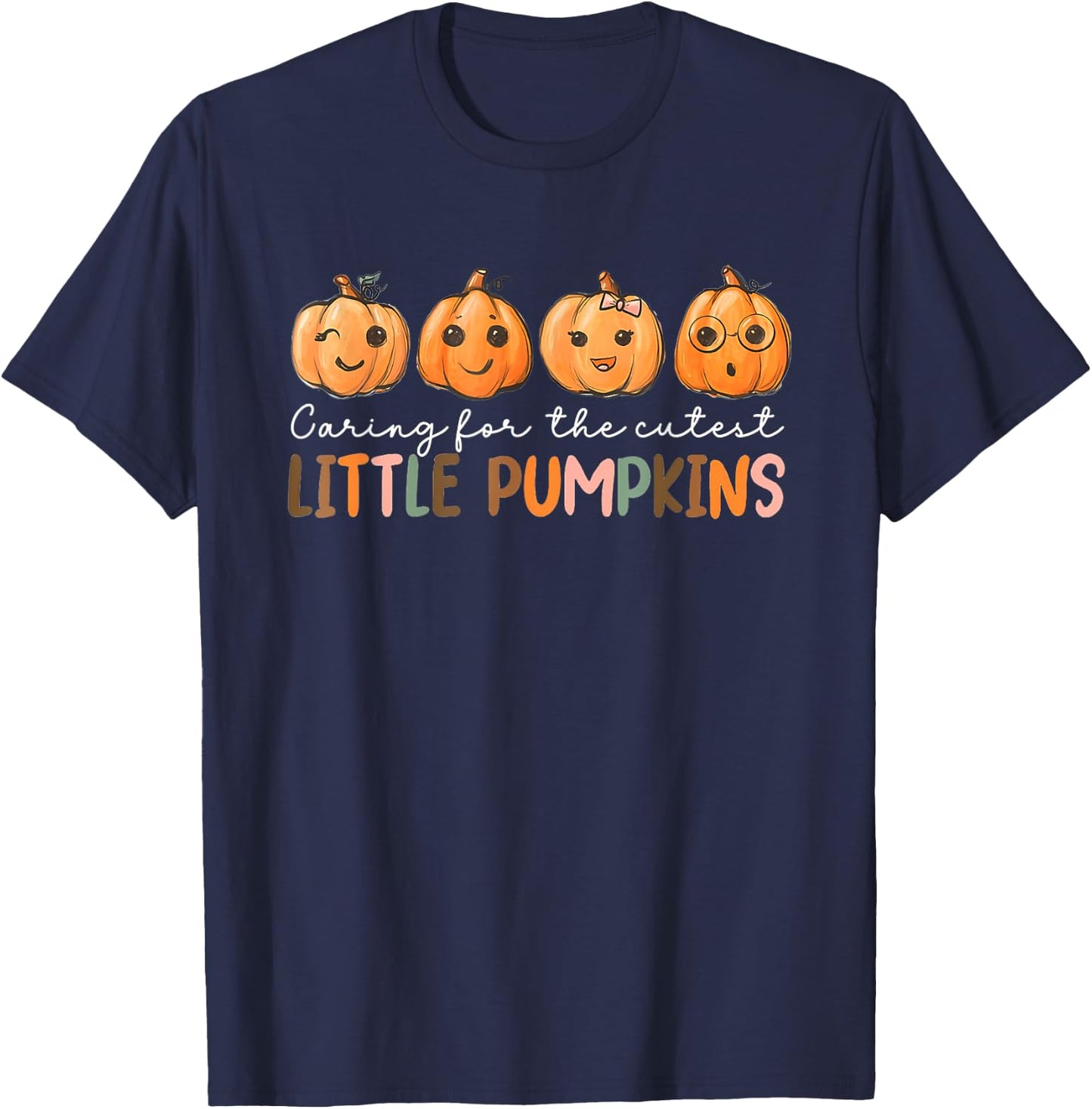 NICU Nurse Halloween Cutest Pumpkins Mother Baby Nurse Fall T-Shirt - T-Shirt | Navy