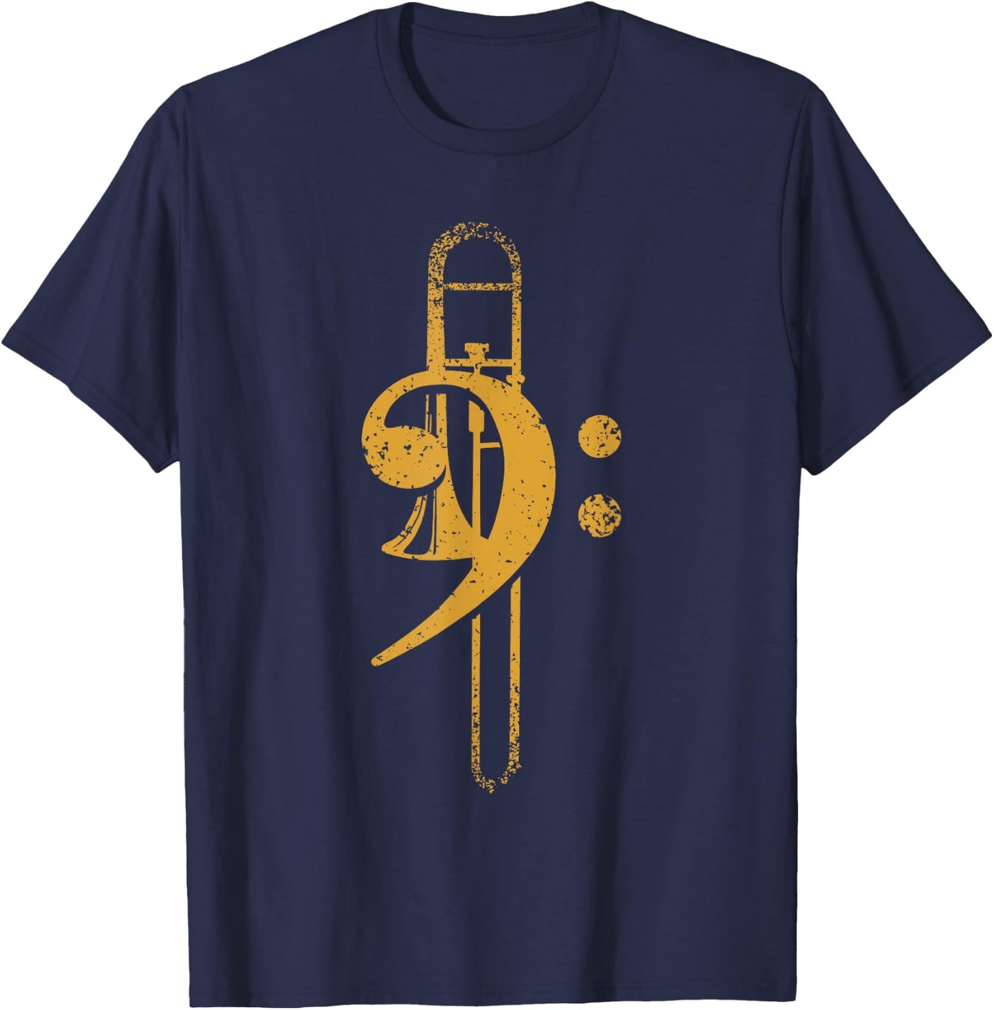 Vintage Bass Clef Trombone T-Shirt - T-Shirt | Navy