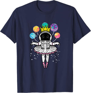 Astronaut Ballerina Space Ballet Women Girls Kids Toddler T-Shirt - T-Shirt | Navy