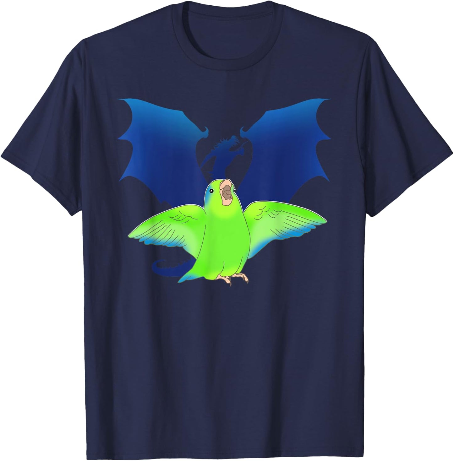 Dragon Shadow Green Parrotlet Funny Birb merch Parrot Kawaii T-Shirt - T-Shirt | Navy