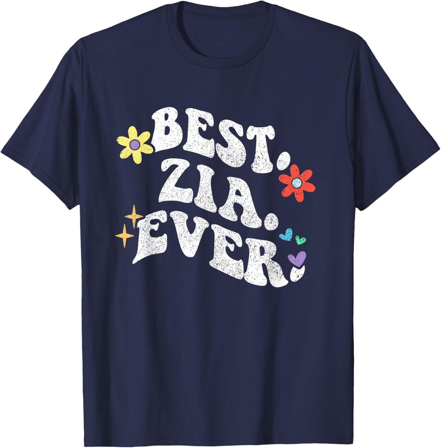Retro Groovy Best ZIA Ever First Name Mother's Day Girl T-Shirt - T-Shirt | Navy