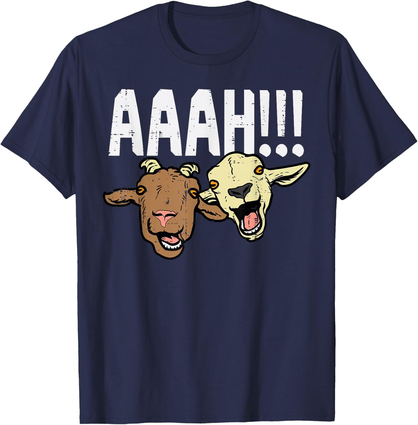 Screaming Goats Aaah Funny Bleat Farm Animal Women Men Kids T-Shirt - T-Shirt | Navy