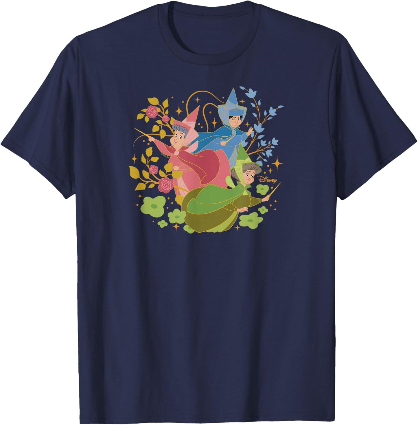 Disney Princess - Sleeping Beauty Flora Fauna Merryweather T-Shirt - T-Shirt | Navy