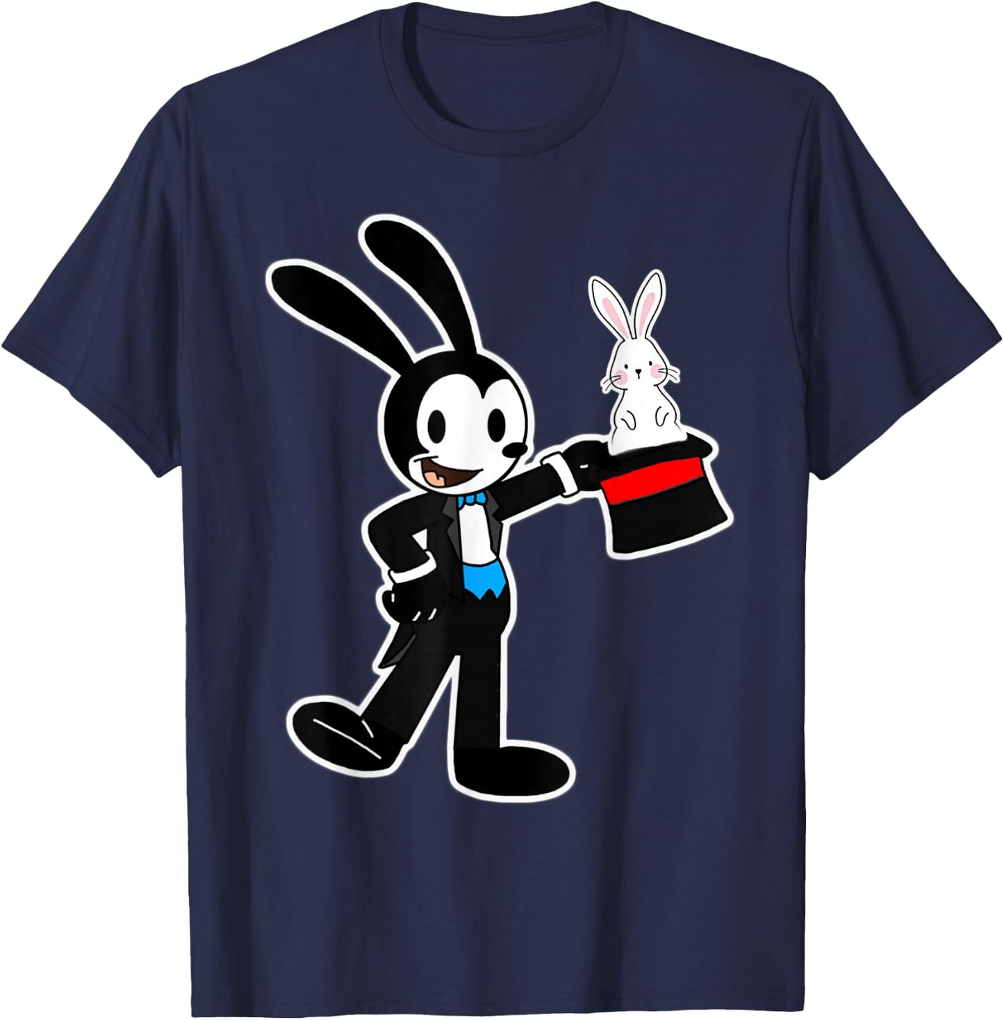 Oswald Rabbit Magician pulls Rabbit out of Hat T-Shirt - T-Shirt | Navy