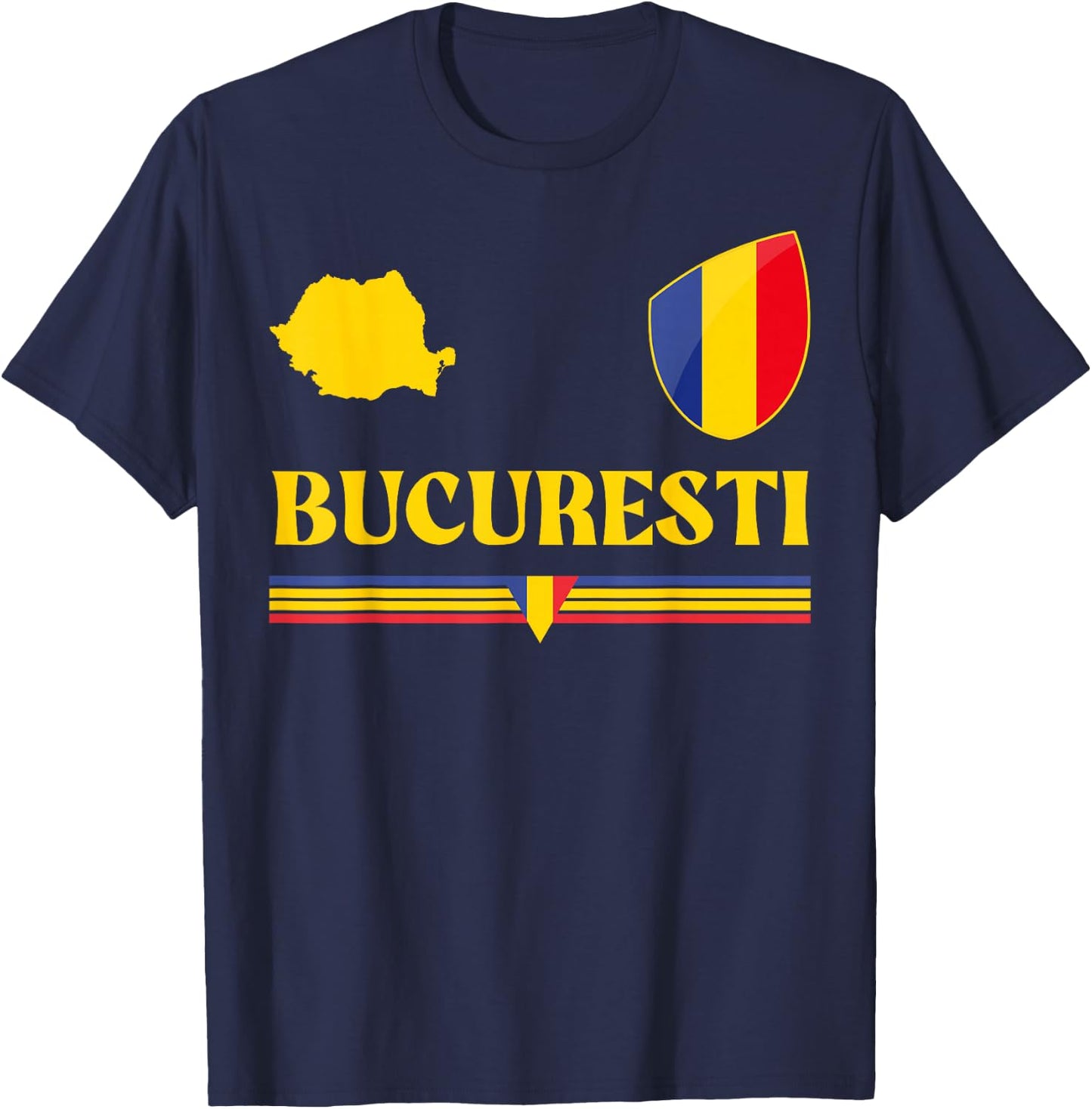 Bucharest Romania Flag, Bucharest Romania, Bucharest T-Shirt - T-Shirt | Navy