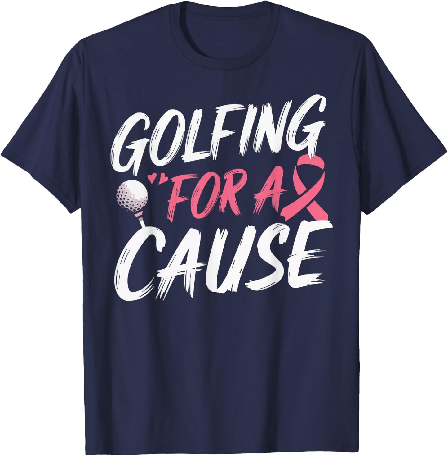 Golf Breast Cancer Awareness Month Golfer Pink Ribbon T-Shirt - T-Shirt | Navy