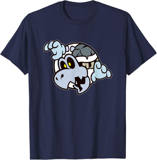 Super Mario Bros 3 Dry Bones Spooky Skeleton Front & Back T-Shirt - T-Shirt | Navy