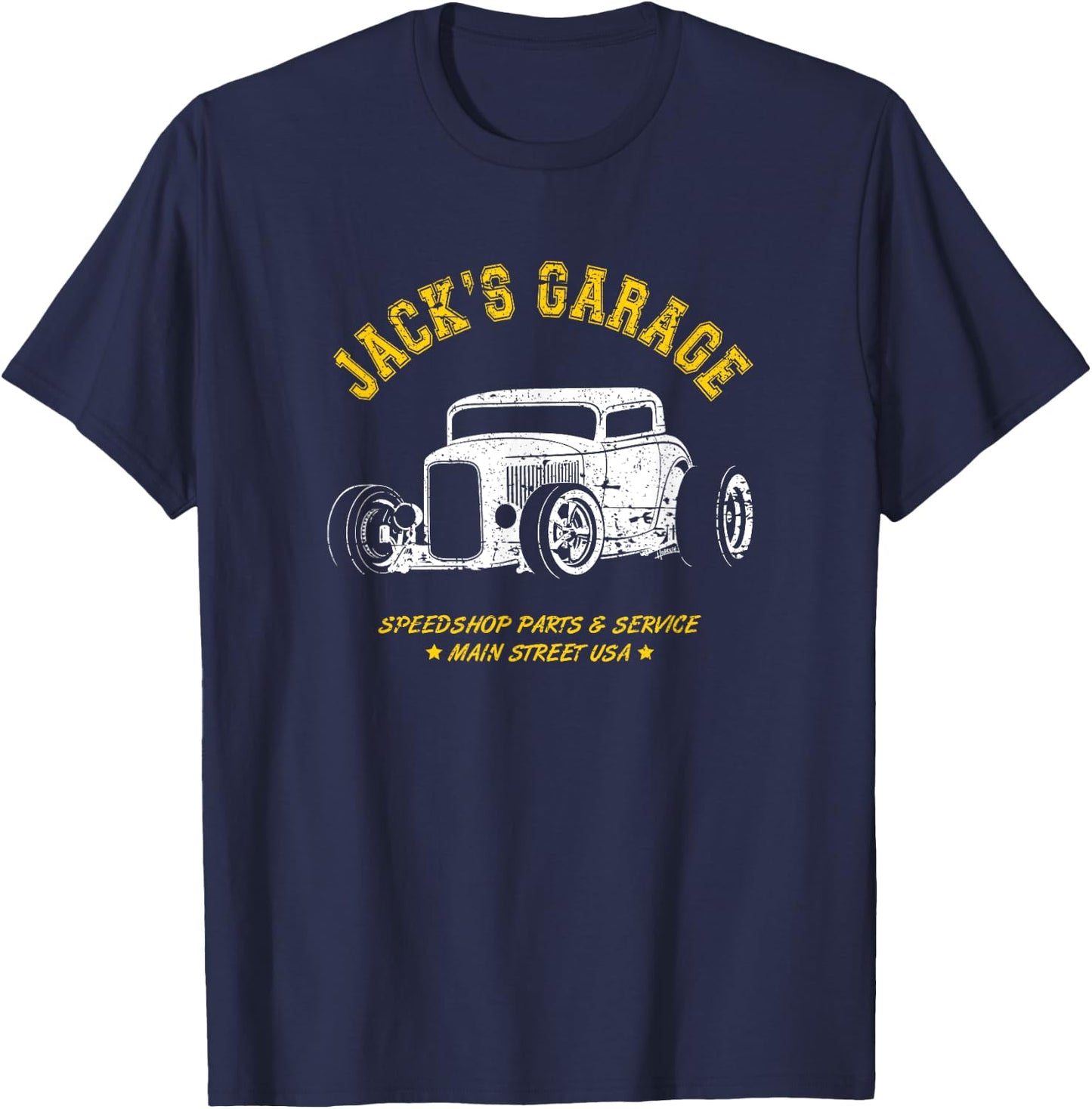 Jack's Garage Hotrod Car Design for the Name Jack T-Shirt - T-Shirt | Navy