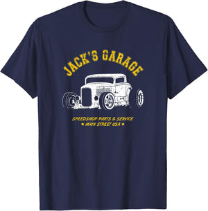 Jack's Garage Hotrod Car Design for the Name Jack T-Shirt - T-Shirt | Navy