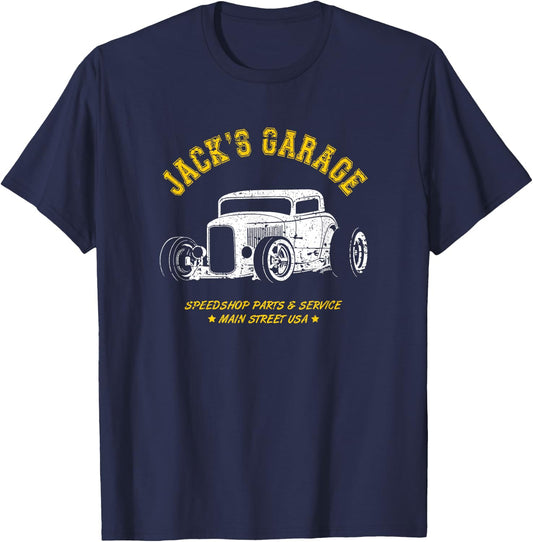 Jack's Garage Hotrod Car Design for the Name Jack T-Shirt - T-Shirt | Navy