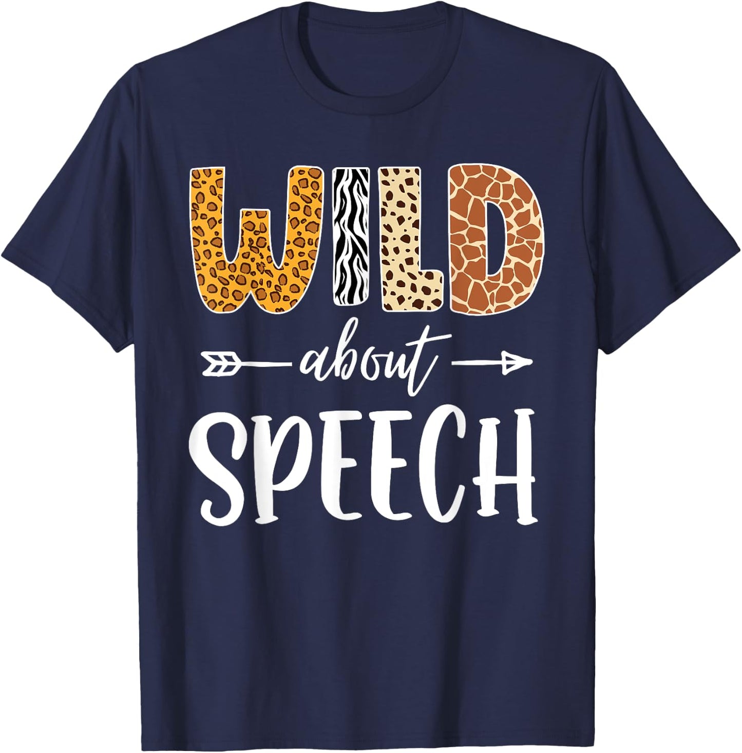 Wild About Speech SLP Leopard Teacher Back to School Kids T-Shirt - T-Shirt | Navy