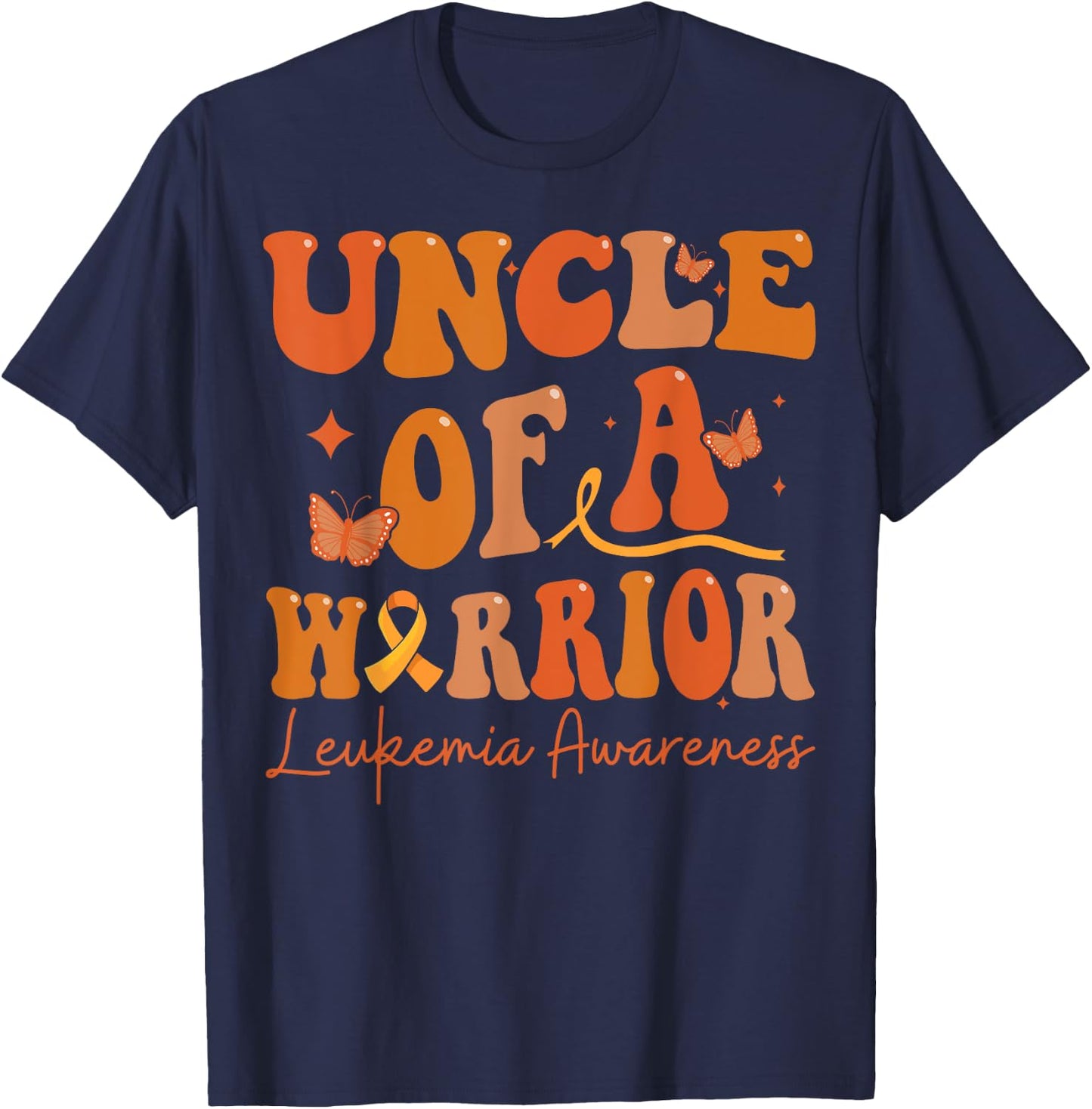 Uncle Of A Warrior Leukemia Awareness Family Matching T-Shirt - T-Shirt | Navy