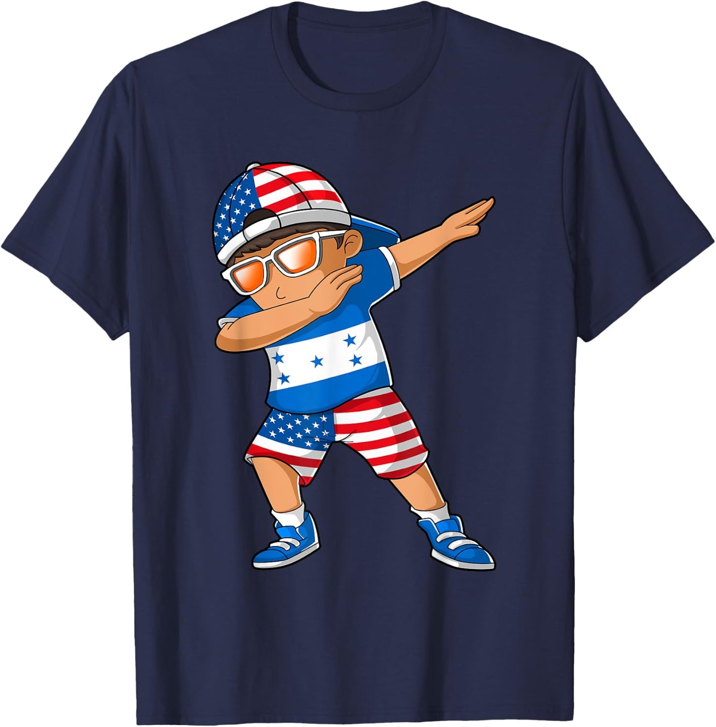 Half American Half Honduran Boy Kid Honduras Flag Patriotic T-Shirt - T-Shirt | Navy