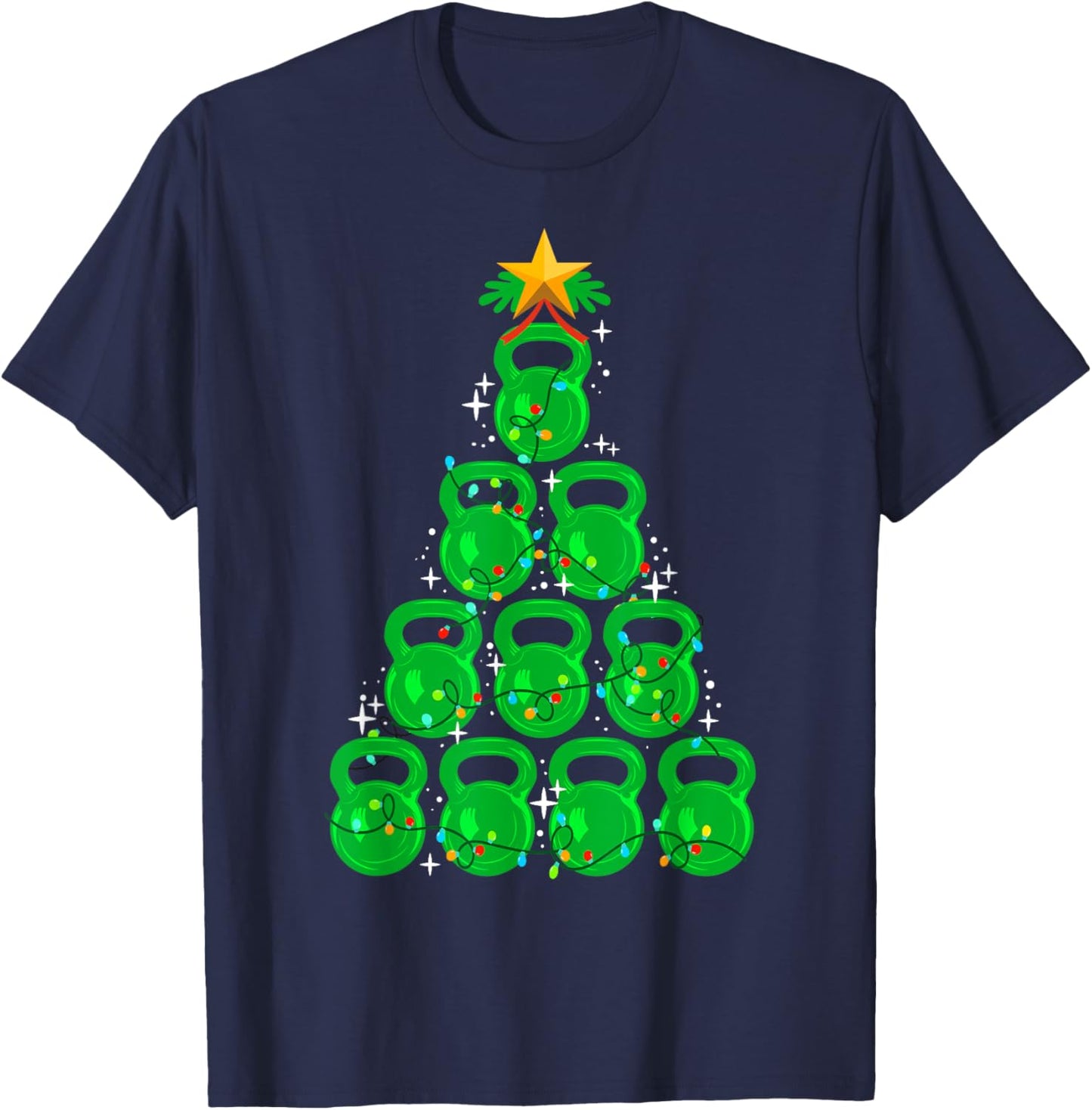 Christmas Tree Kettlebell Xmas Gym Workout Fitness Exercise T-Shirt - T-Shirt | Navy