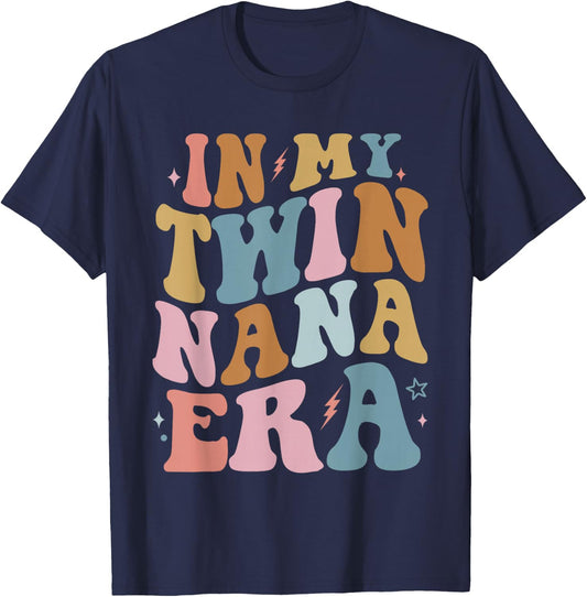 In My Twin Nana Era Pregnancy Announcement T-Shirt - T-Shirt | Navy