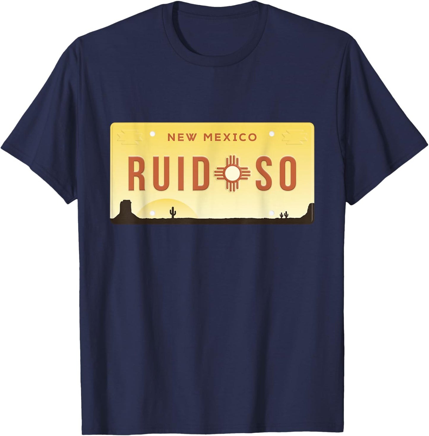 Vintage Ruidoso New Mexico Desert Landscape Zia Sun Symbol T-Shirt - T-Shirt | Navy