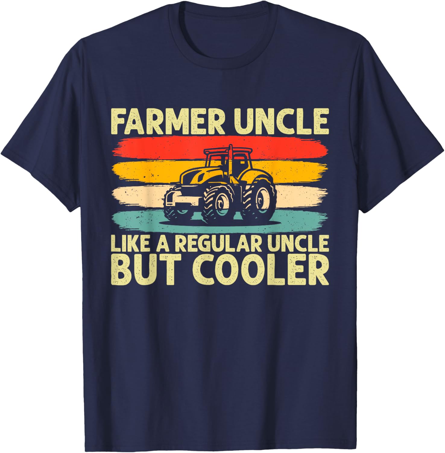 Farmer Uncle Design Tractor Farming Uncle T-Shirt - T-Shirt | Navy