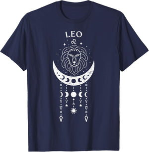 Leo Moon Phases – Zodiac Astrology T-Shirt - T-Shirt | Navy