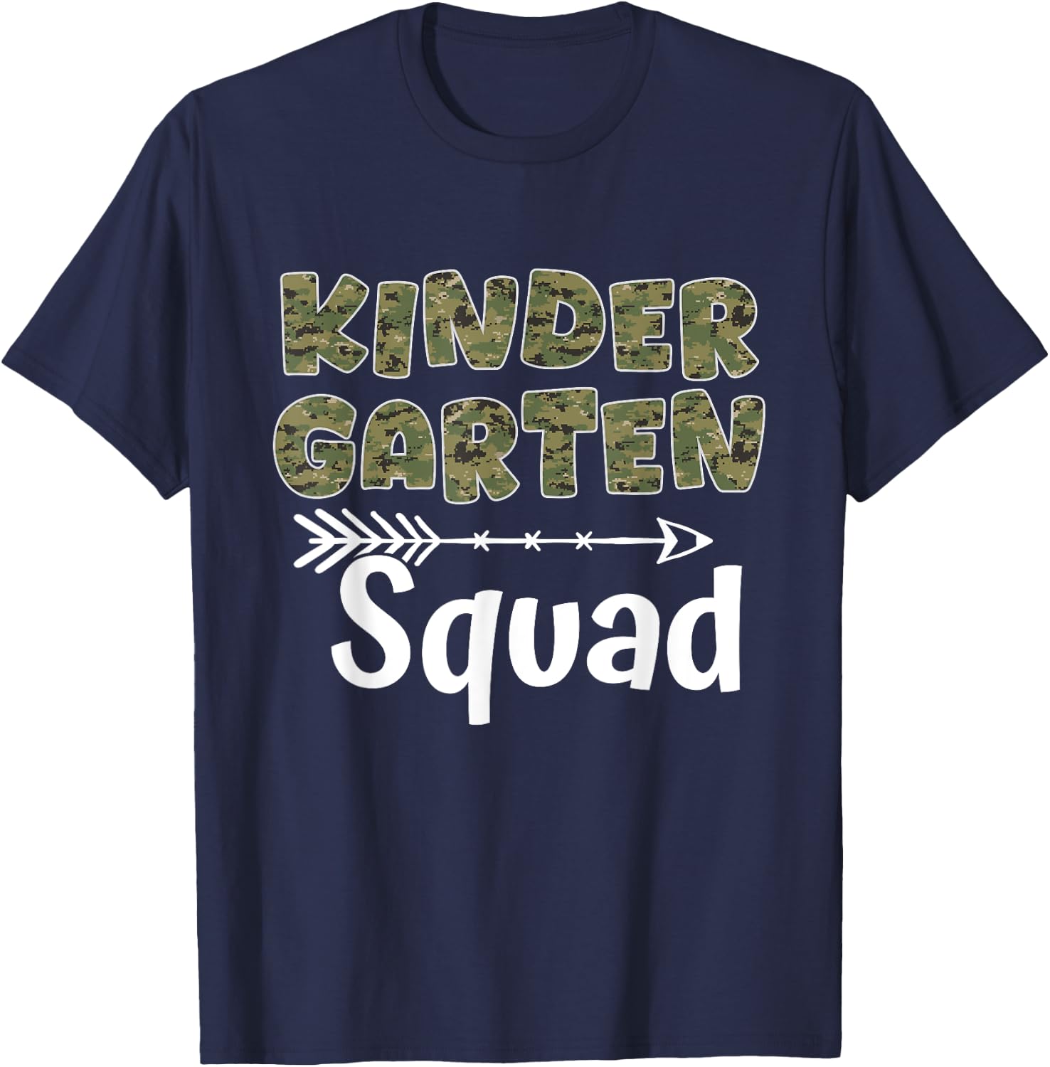 First Day Kindergarten Squad Camo Kinder Teacher Student T-Shirt - T-Shirt | Navy