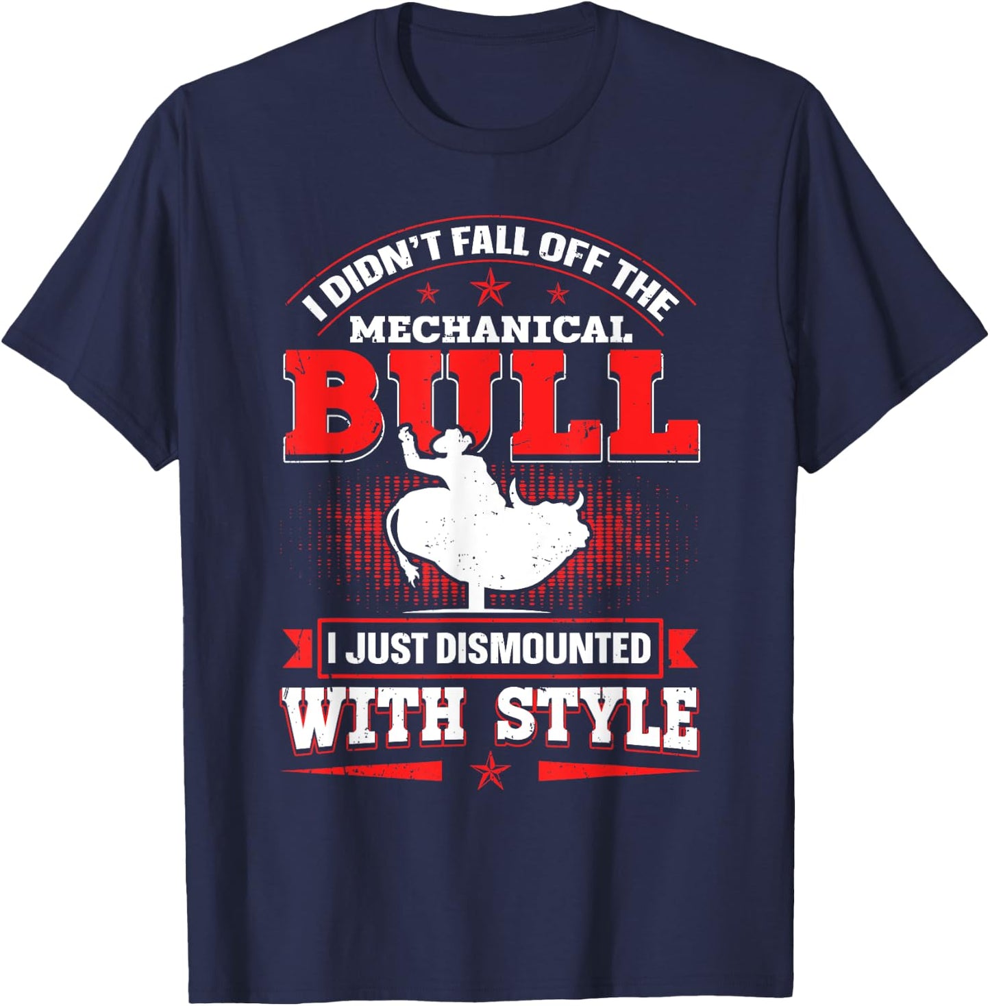 Bull Riding mechanical Design Mechanical Bull Riding - Black, Small, Short Sleeve, , Regular Fit, Cotton 60% Polyester 40% T-Shirt - T-Shirt | Navy