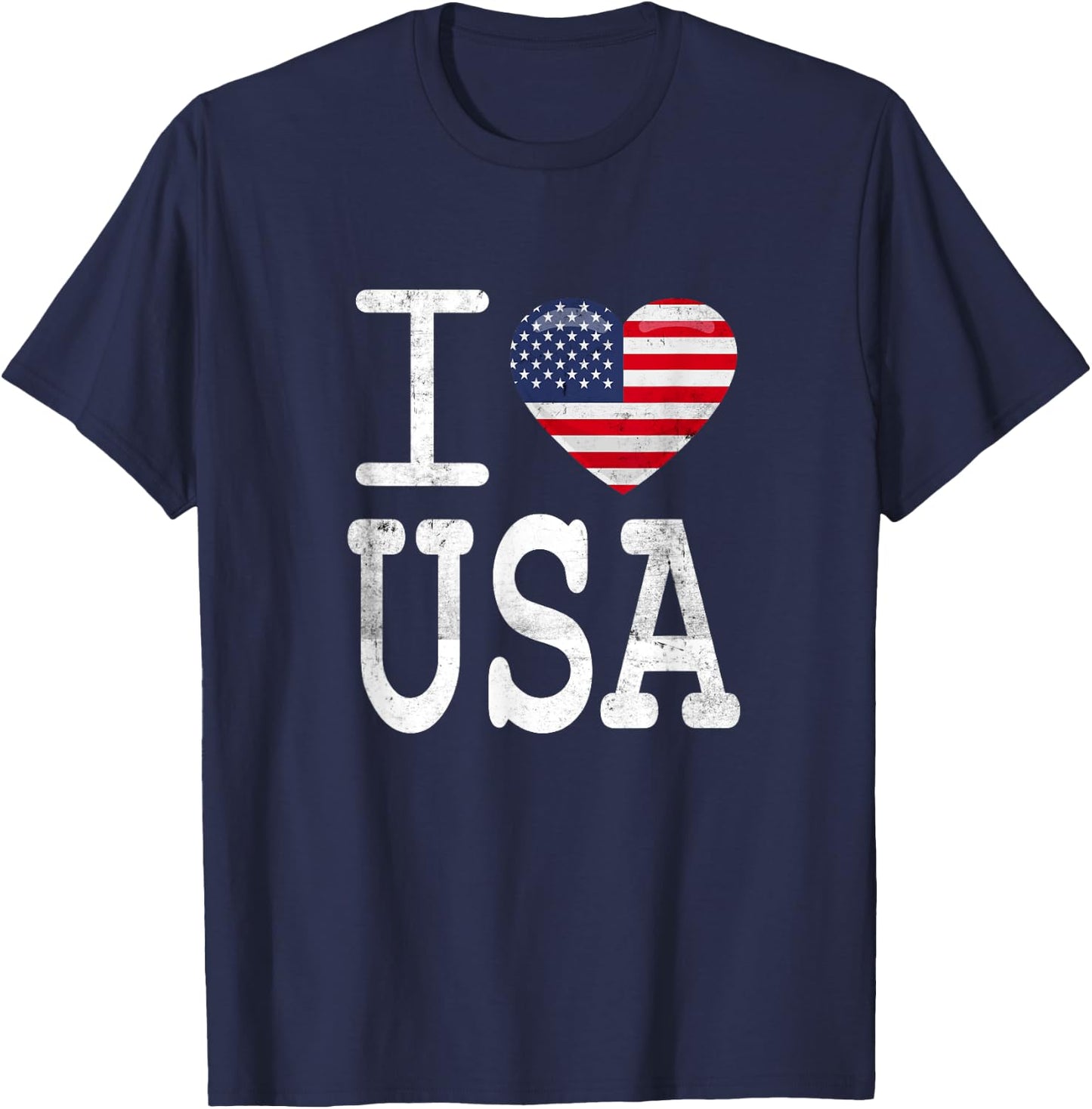 I Love USA America Heart T-Shirt - T-Shirt | Navy