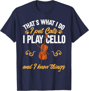 Cello Player Cellist Cat Musician Cello T-Shirt - T-Shirt | Navy