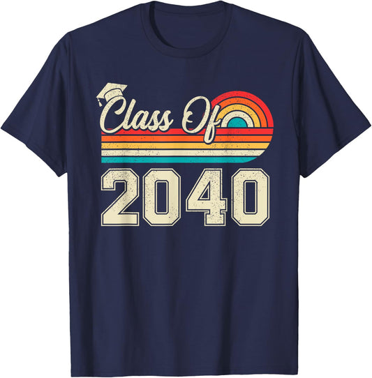 Retro Class Of 2040 Grow With Me Pre k Graduation Boys Girls T-Shirt - T-Shirt | Navy