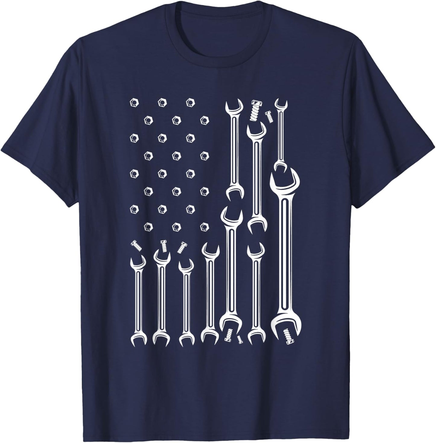 American Flag USA Mechanic Wrenches Tools Gift T-Shirt - T-Shirt | Navy
