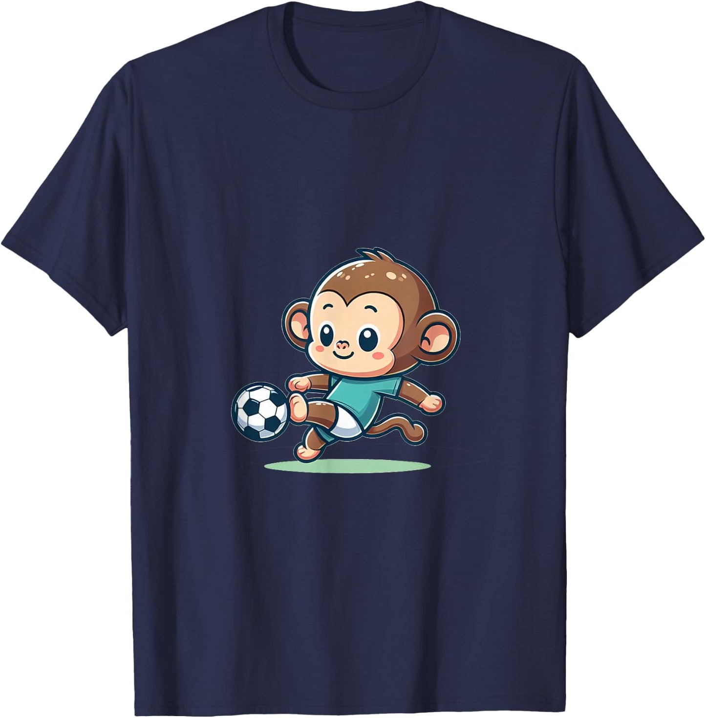 Cute Soccer Player Monkey T-Shirt - T-Shirt | Navy