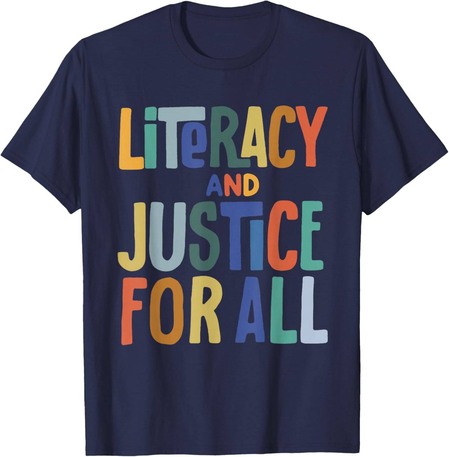 Literacy and Justice for All Protect Libraries Banned Books T-Shirt - T-Shirt | Navy