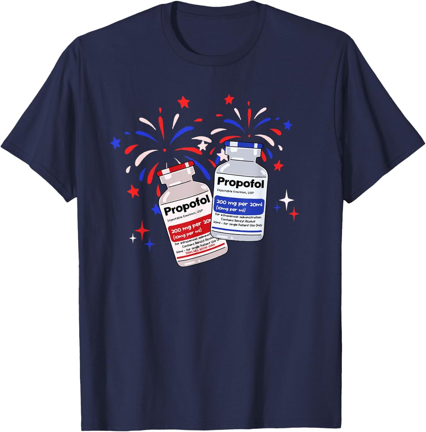 ICU Nurse 4th Of July New Year ER Nurse Gifts Poppin Bottles T-Shirt - T-Shirt | Navy