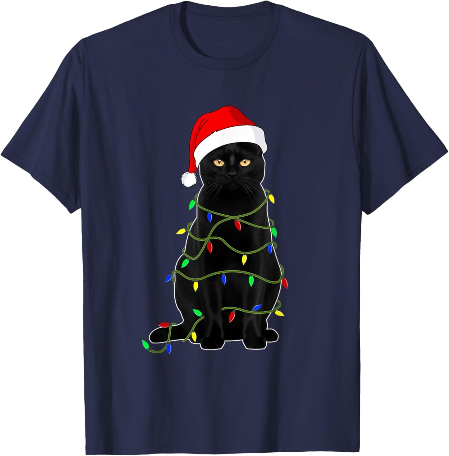 Black Cat Santa Christmas Family Matching Pajamas Xmas Men Women Kids T-Shirt - T-Shirt | Navy