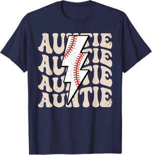 Lightning Groovy Proud Aunt Baseball Auntie Family Matching T-Shirt - T-Shirt | Navy