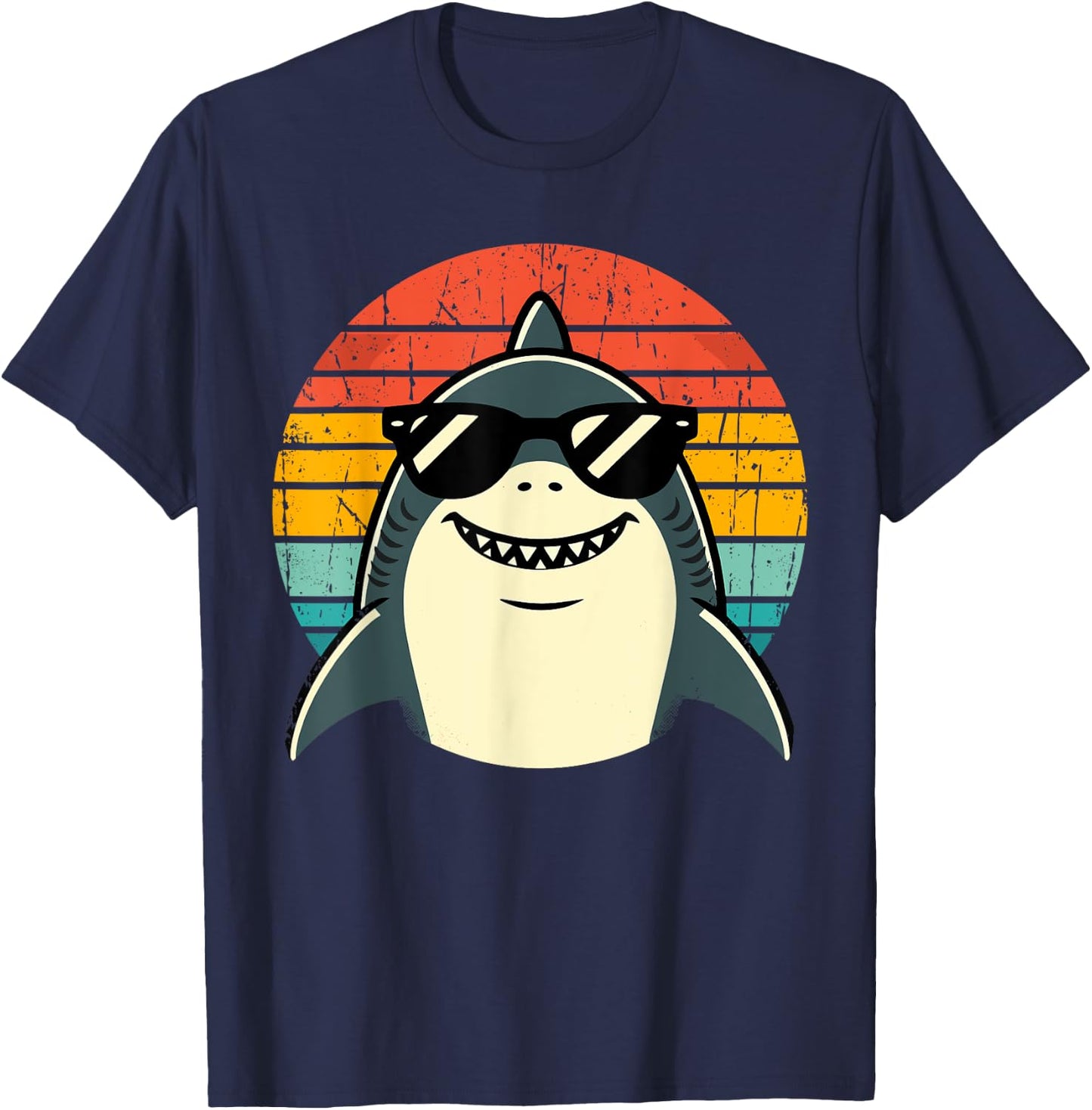 Shark with Sunglasses Animal Sharks T-Shirt - T-Shirt | Navy