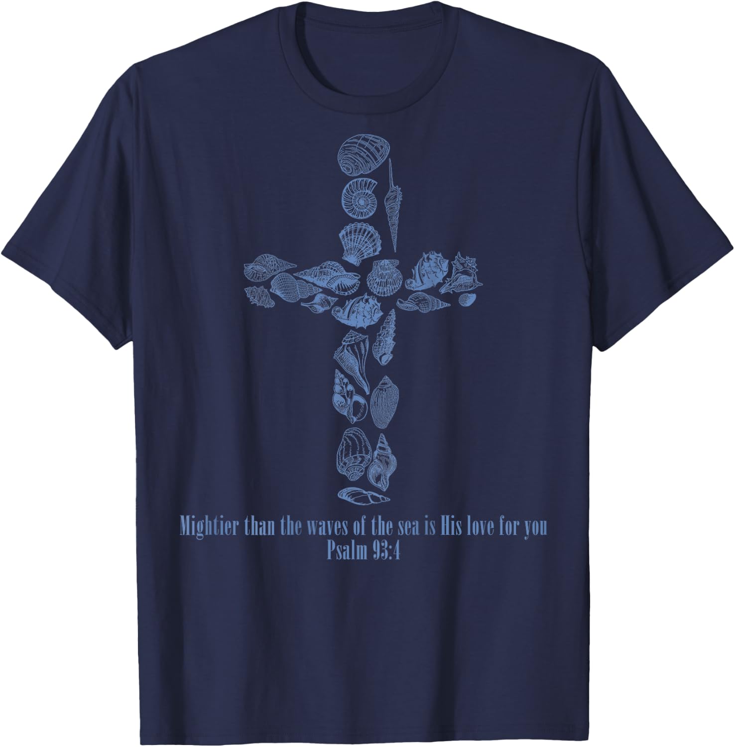 Christian Seashell Style Beach Vacation Faith Cross Women T-Shirt - T-Shirt | Navy