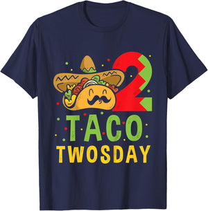 Taco Twosday - Dos Toddler Birthday Party Taco Twosday T-Shirt - T-Shirt | Navy