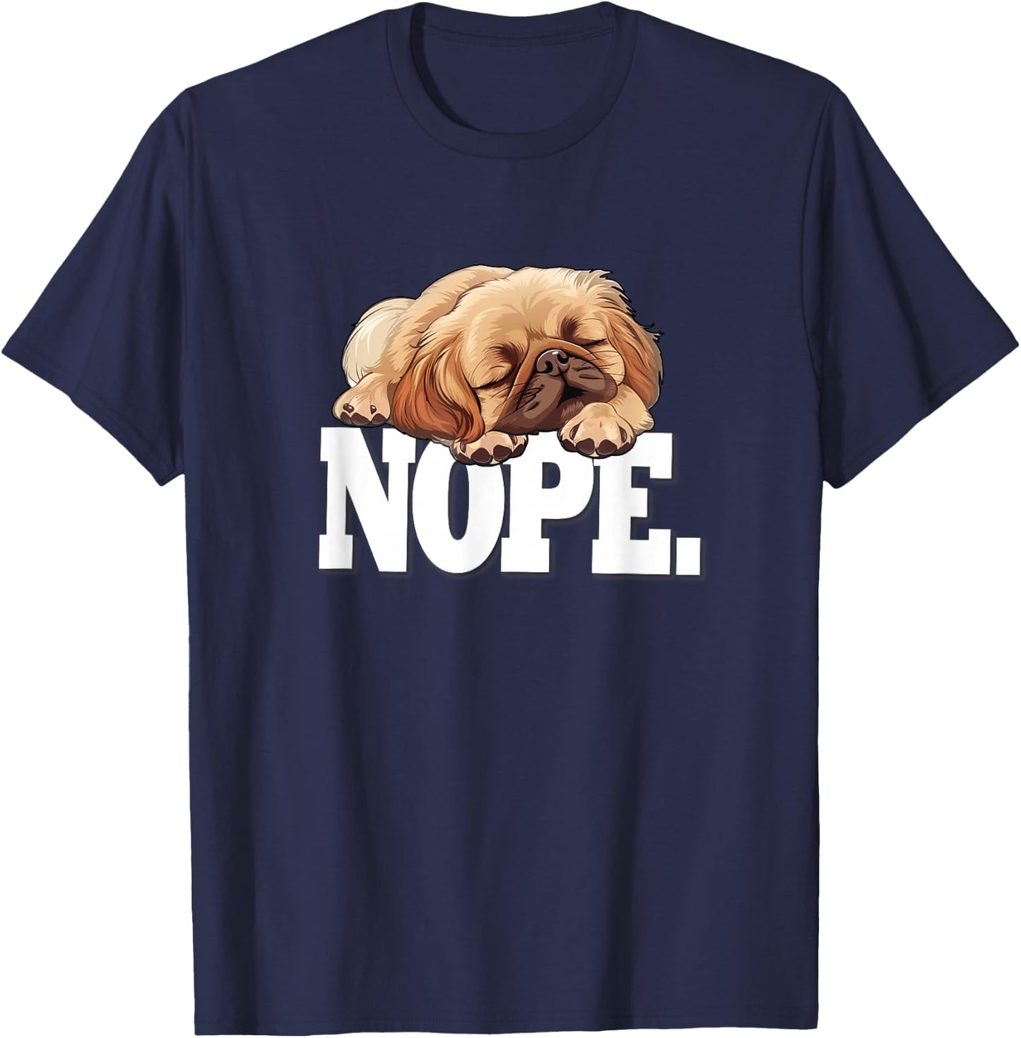 Kids Cute Cartoon Napping NOPE Pekingese Lover T-Shirt - T-Shirt | Navy