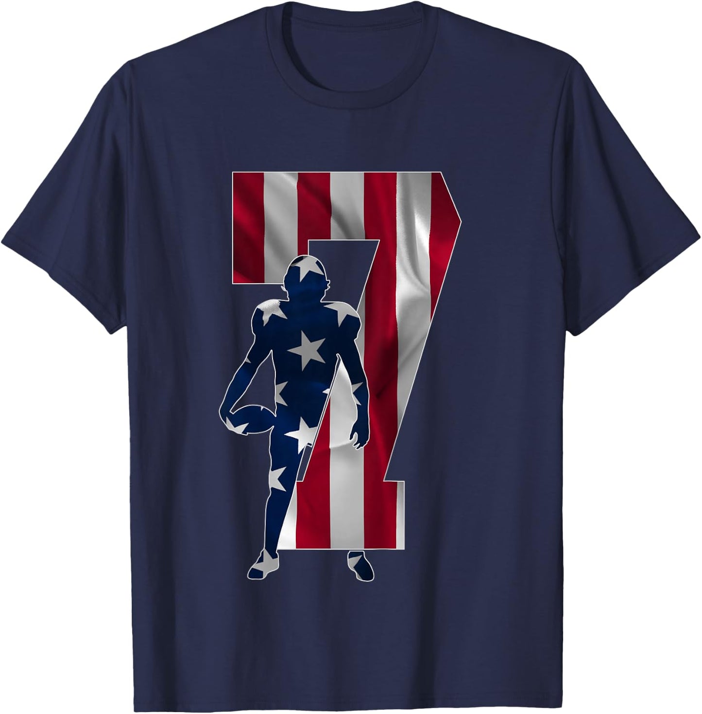 Number 7 Years Football 7th Birthday T-Shirt - T-Shirt | Navy