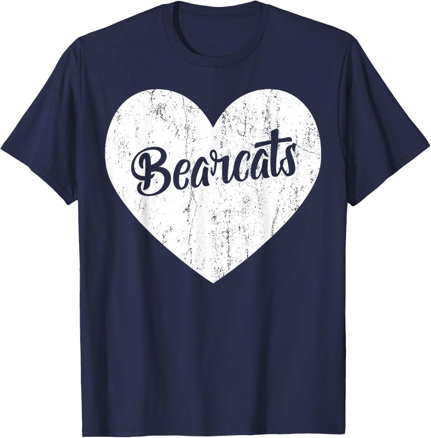 Bearcats School Sports Fan Team Spirit Mascot Heart Gift T-Shirt - T-Shirt | Navy